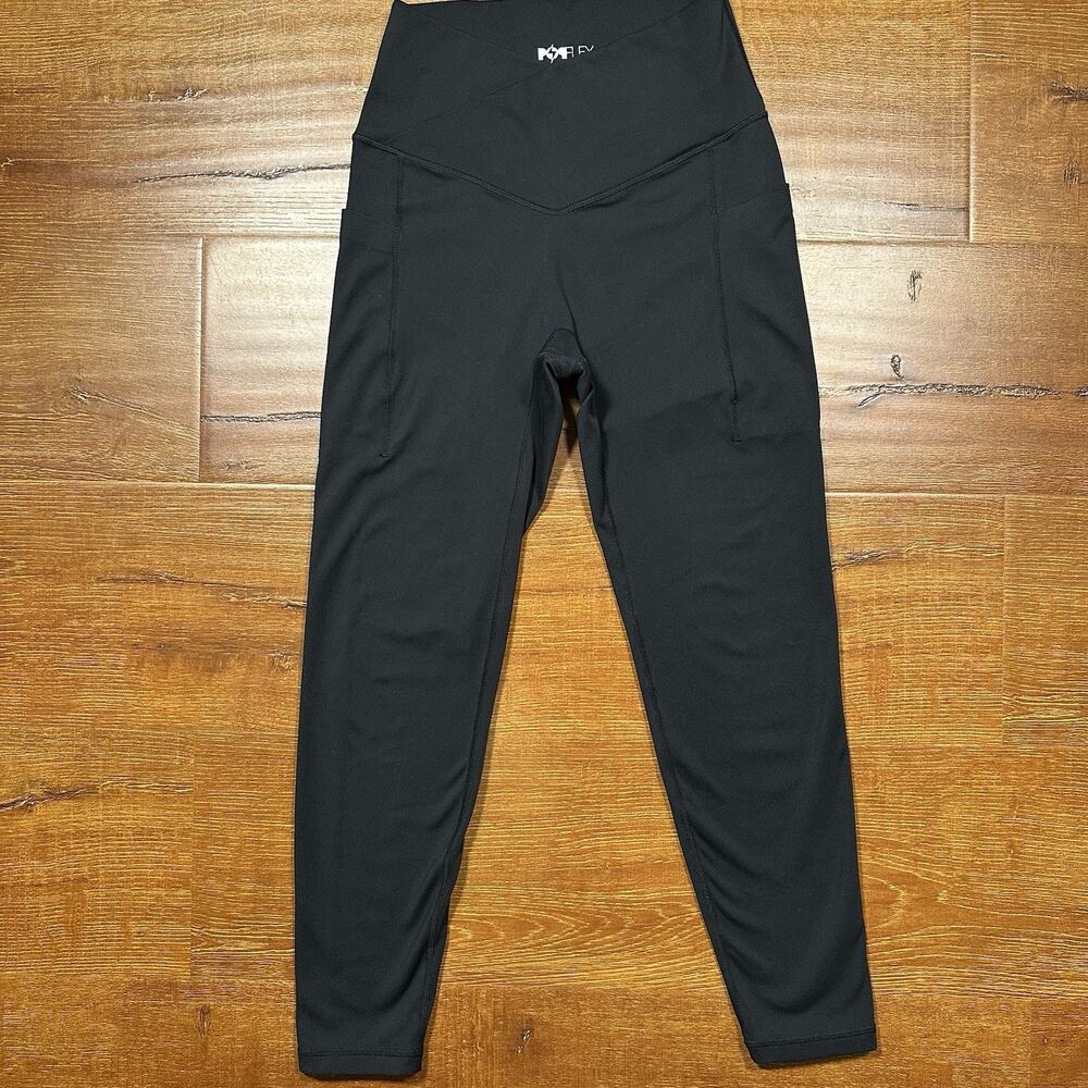 Popflex Leggings Womens S 23" Black Crop Athletic Performance Gym Running Hiking